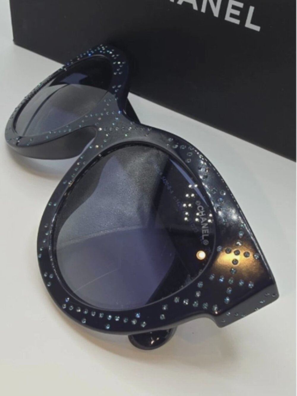 Chanel Butterfly Sunglasses Blue Rhinestone Womens Sunglasses 5420-B-A - Picture 1 of 13